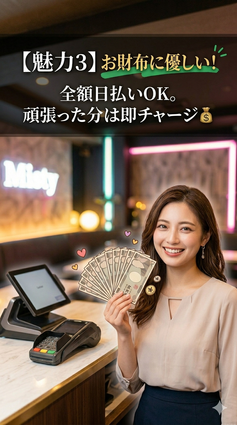 【魅力3】お財布に優しい! 全額日払いOK。頑張った分は即チャージ