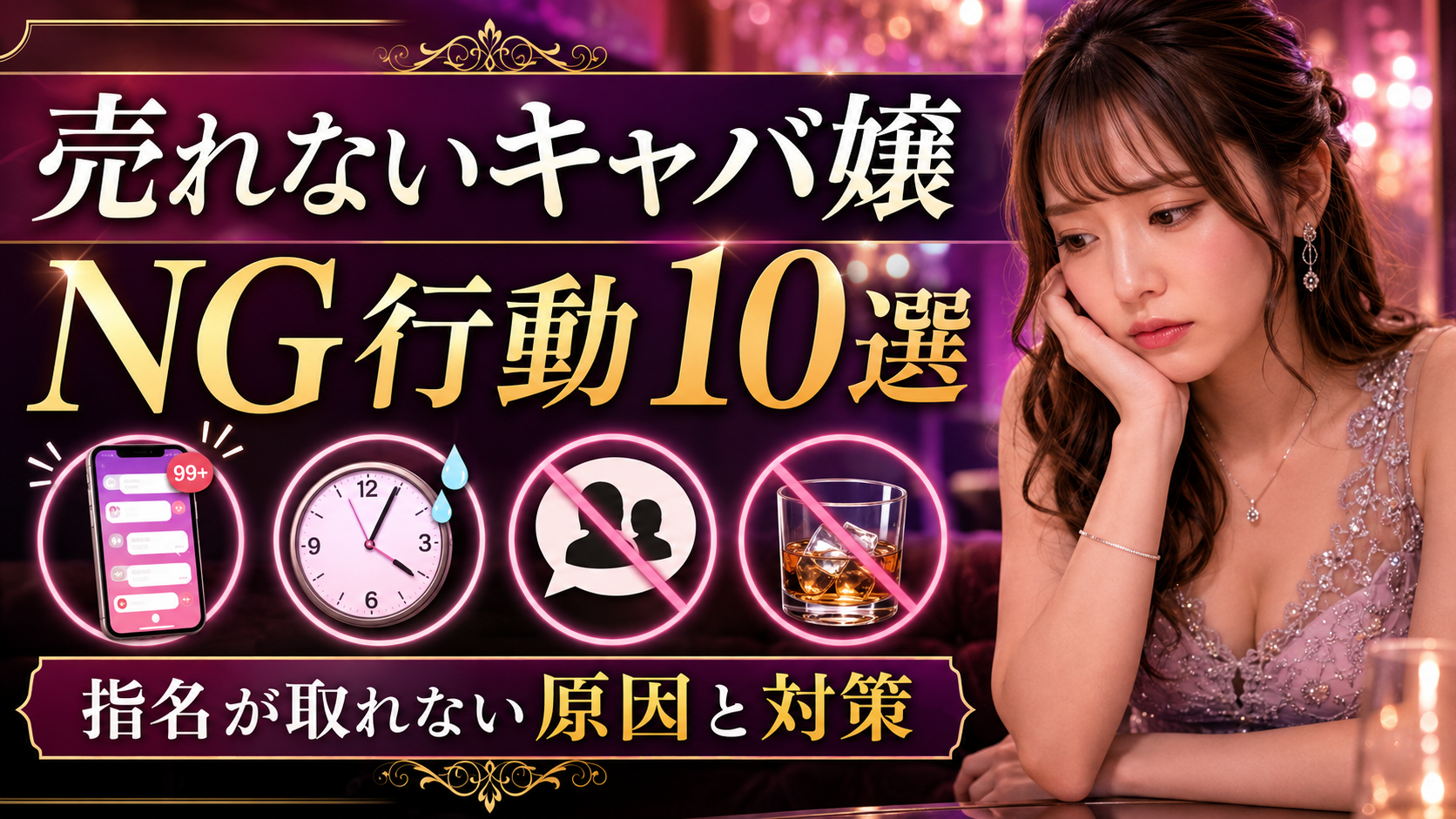 売れないキャバ嬢がやりがちなNG行動10選｜指名が取れない原因と改善策