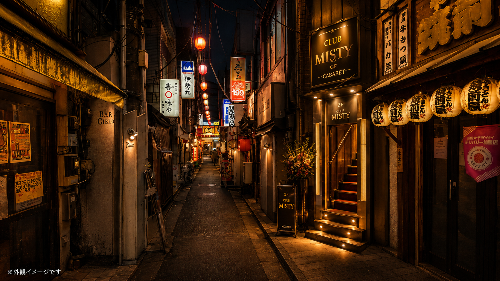 三軒茶屋クラブミスティの外観イメージ（三軒茶屋すずらん通り）